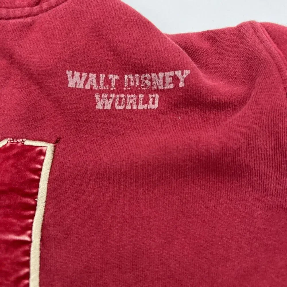 Walt Disney World Kids Medium Maroon Hooded Zip Up Jacket 1971-Disney Tag